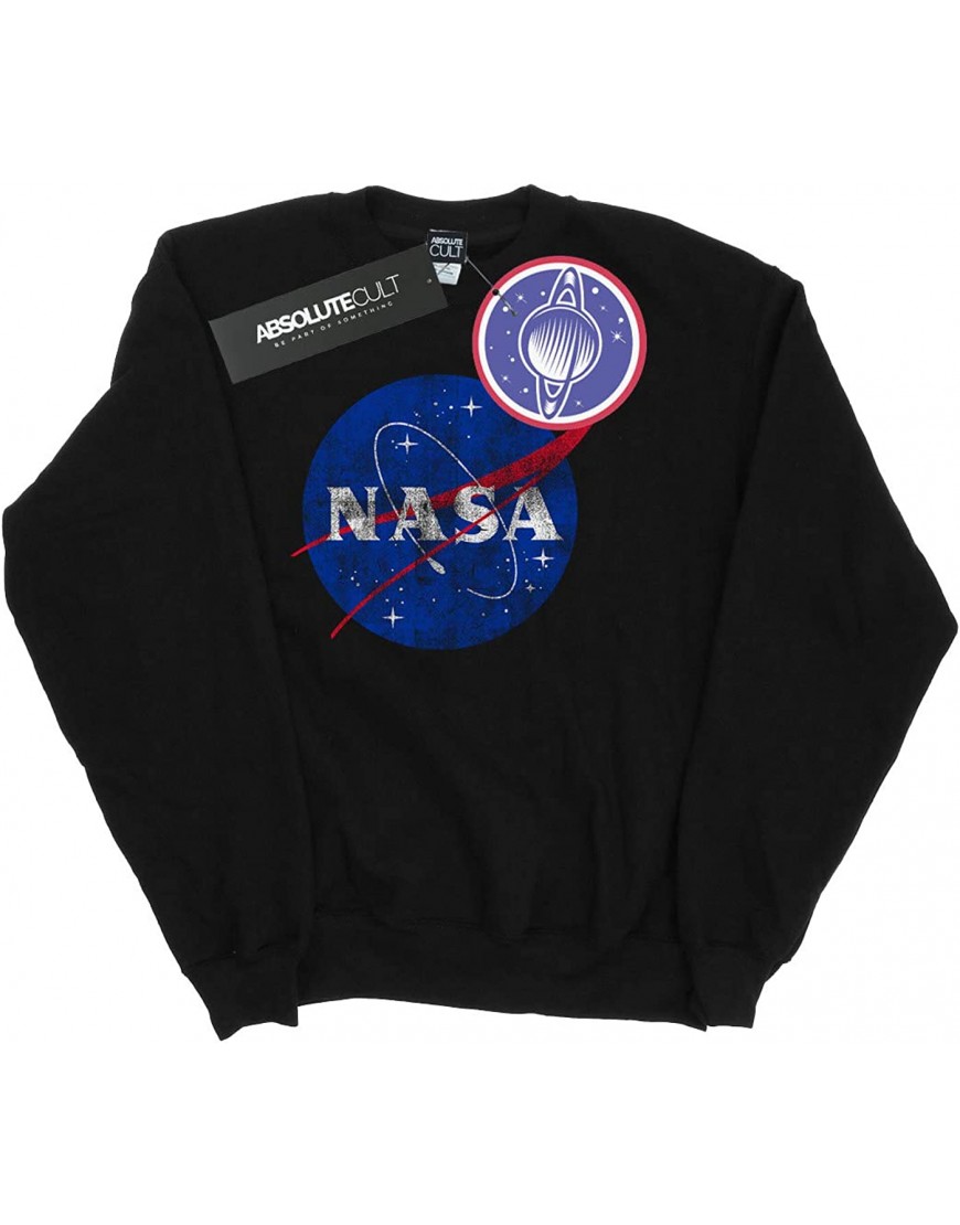 Absolute Cult NASA Fille Classic Insignia Logo Distressed Sweat-Shirt B07C9HK1LF