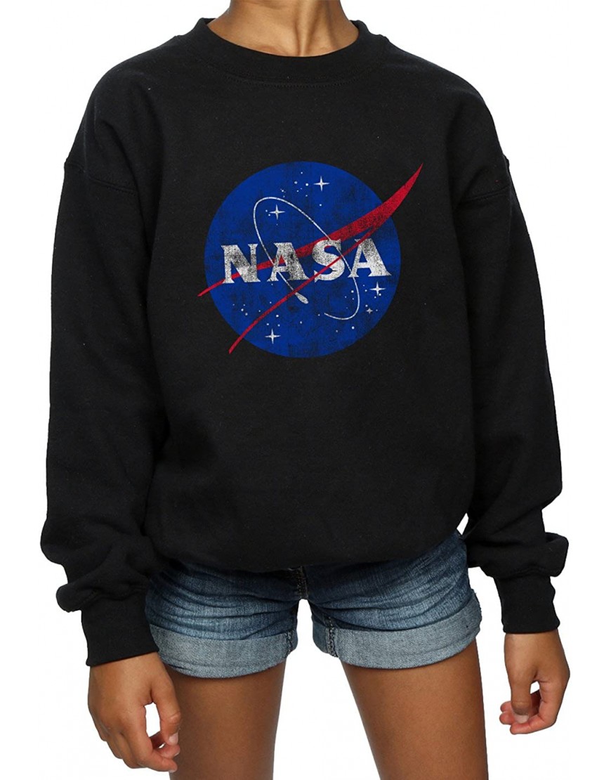 Absolute Cult NASA Fille Classic Insignia Logo Distressed Sweat-Shirt B07C9HK1LF