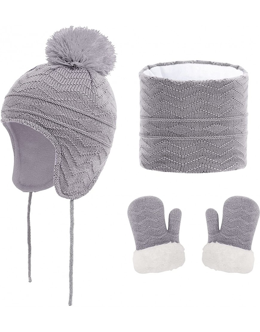 Ensemble de bonnet écharpe et gants pour enfant Hiver Bonnet écharpe fille Gants tricotés Doublure intérieure Bonnet d'hiver chaud Bonnet avec pompon B09B3R7F76