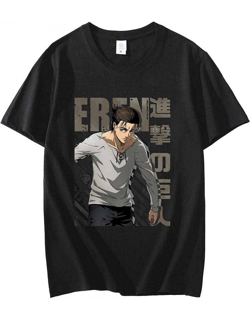 JFLY 2021 Harajuku Man Eren Attaque sur Titan T-Shirts T-Shirts Chemise Noir À Manches Courtes Esthétique Anime T-Shirt Style Japonais Japonais B0978Z9WB6