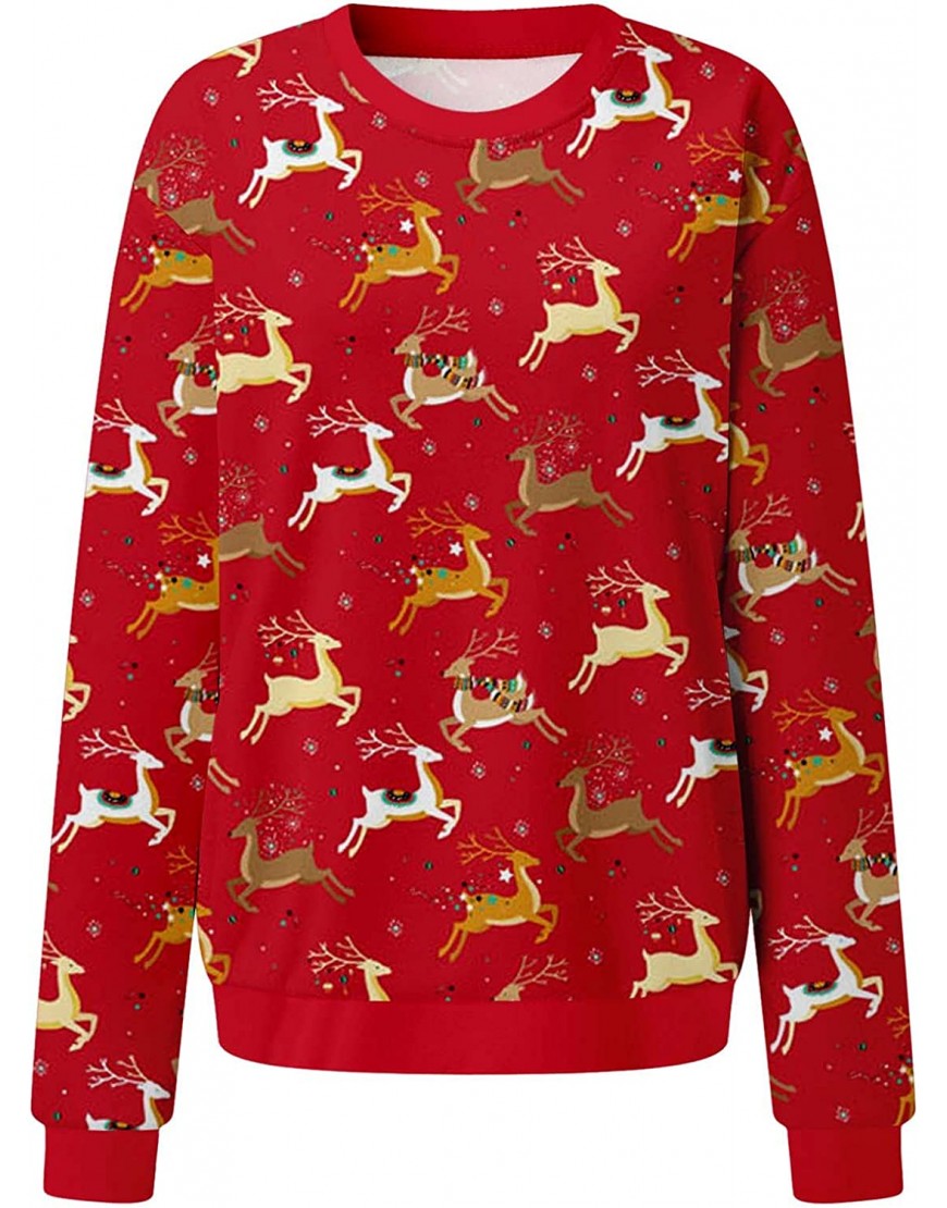 Sweatshirt à Manches Longues de Noël pour Femmes à Casual imprimé Pullover Basic B09HKDM8NW