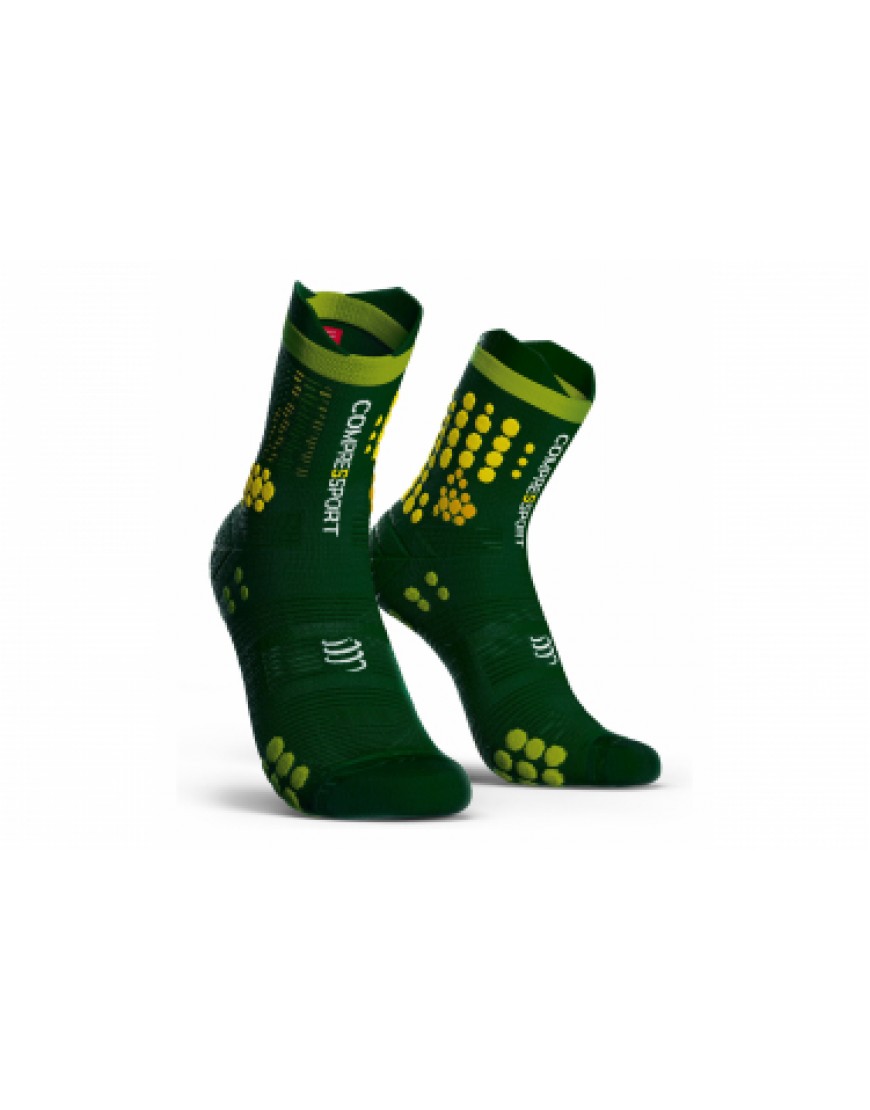 Autres Textiles Bas Running Running  Chaussettes Compressport Pro Racing Socks v3.0 Trail Vert Unisex RX07028