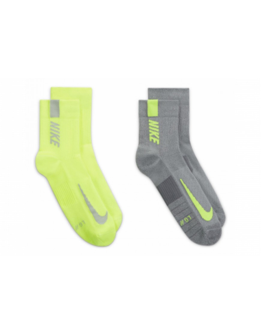 Autres Textiles Bas Running Running Chaussettes (x2) Unisex Nike Multiplier Gris Jaune NZ25074