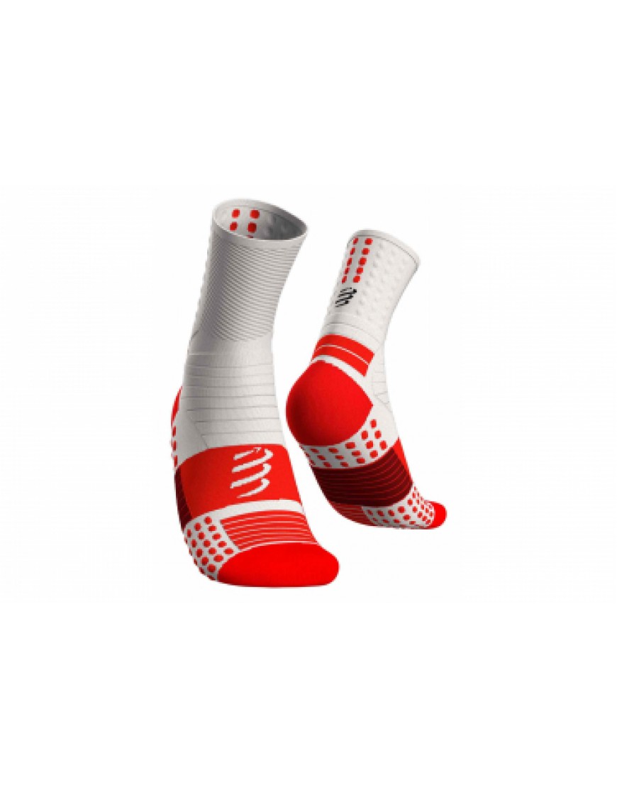 Autres Textiles Bas Running Running  Paire de Chaussettes Compressport Pro Marathon Socks Blanc / Rouge RL41757