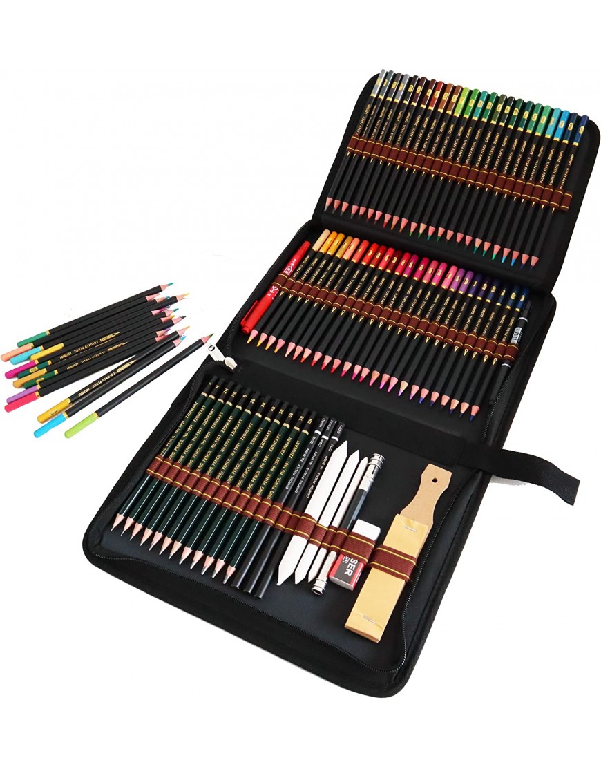 Crayon de Couleurs Professionnel de Dessin Art Set Materiel Dessin Inclus Crayons Couleur,Crayons Fusain et Accessoire Dessin,Idéal Cadeaux pour Adulte Enfant B08SW9XSQT