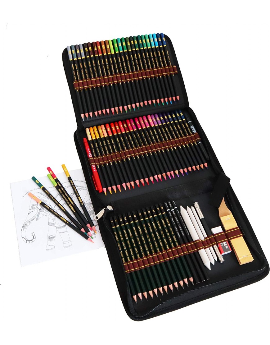 Crayon de Couleurs Professionnel de Dessin Art Set Materiel Dessin Inclus Crayons Couleur,Crayons Fusain et Accessoire Dessin,Idéal Cadeaux pour Adulte Enfant B08SW9XSQT