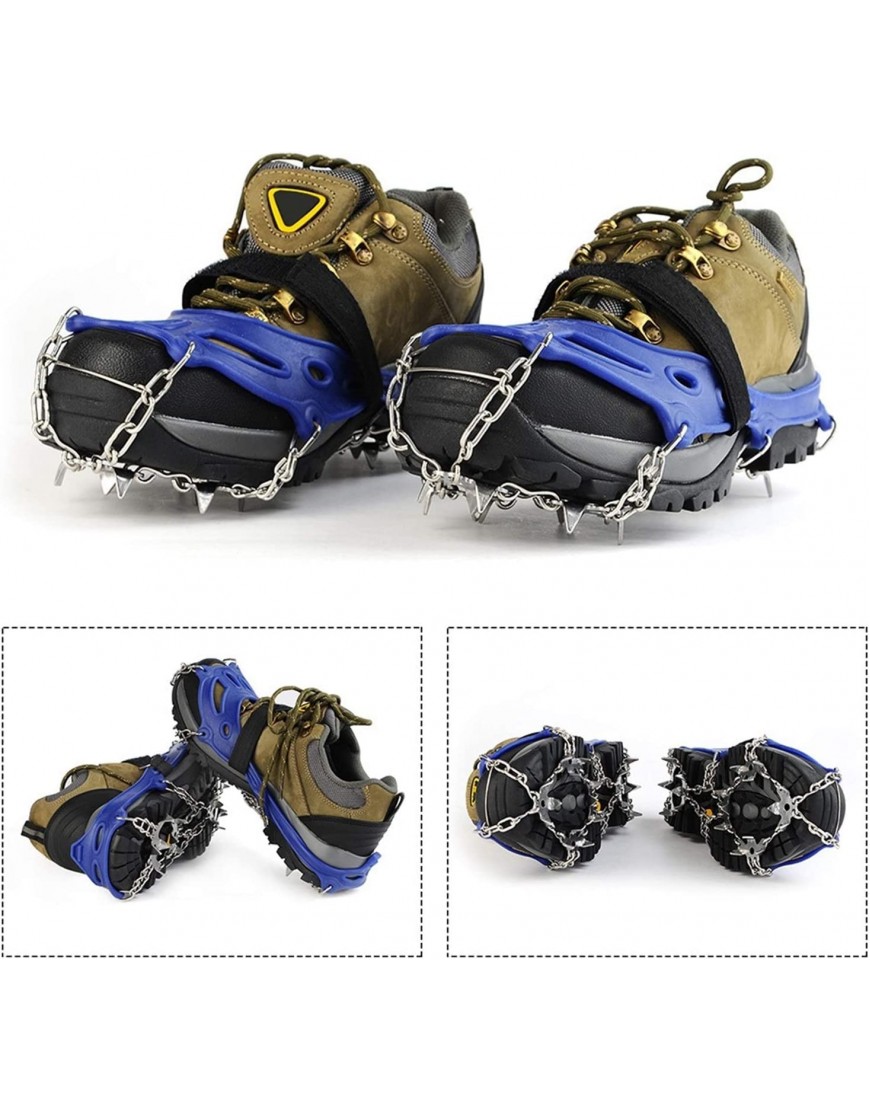 Solide 19 dents en acier inoxydable crampons nylon strap chaussures antidérapantes couvrent le périphérique de neige de la glace de ski de plein air de randonnée d'hiver crampons Assistant utile B08QJM1GNH