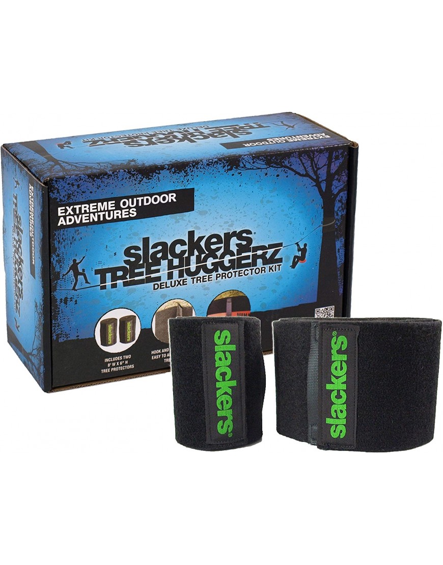 Slackers USA Bandes de Protection utilisations diverses: Slackline Ninja Line tyrolienne Set pour 2 Arbres 980011 Noir Taille Unique B07BDL1J65