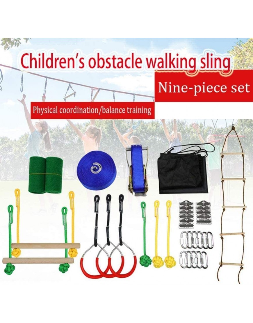 Topinged Ensemble de Parcours d'obstacles pour Enfants Slackline Portable de 50 Pieds avec 7 ou 9 Obstacles-E B08BZJTFTB