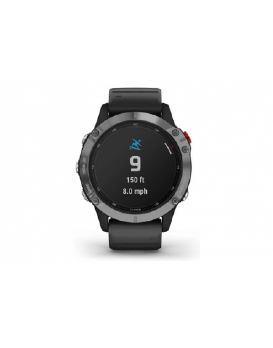 Montres, Cardio, GPS Running Running Montre GPS Garmin fenix 6 Solar Silver avec Bracelet Silicone Noir NN09526