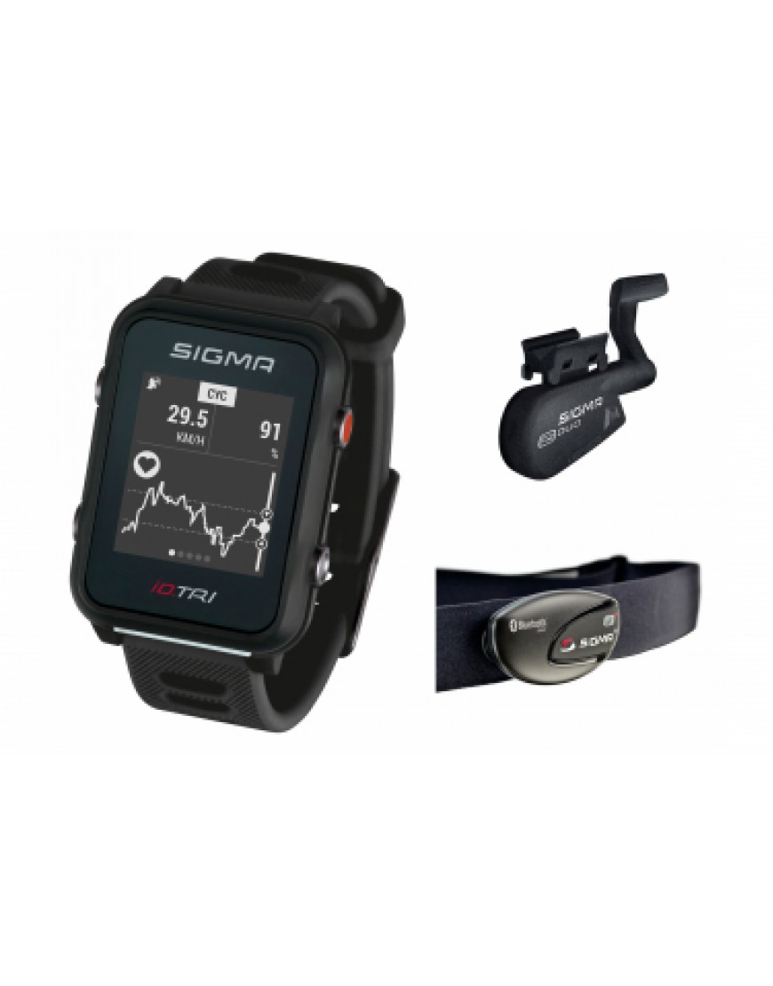 Montres, Cardio, GPS Running Running  Montre GPS Sigma iD.TRI Set Noir JK00036