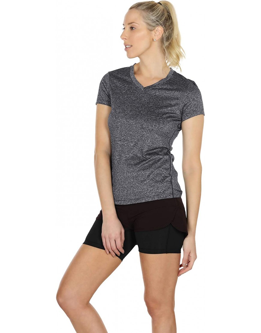 icyzone T-Shirts de Sport Femme à Manche Courtes Tops et col en V Fitness Yoga Tee Shirt Paquet de 3 B07GDKH31S