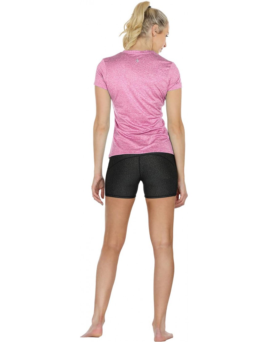 icyzone T-Shirts de Sport Femme à Manche Courtes Tops et col en V Fitness Yoga Tee Shirt Paquet de 3 B07GDKH31S