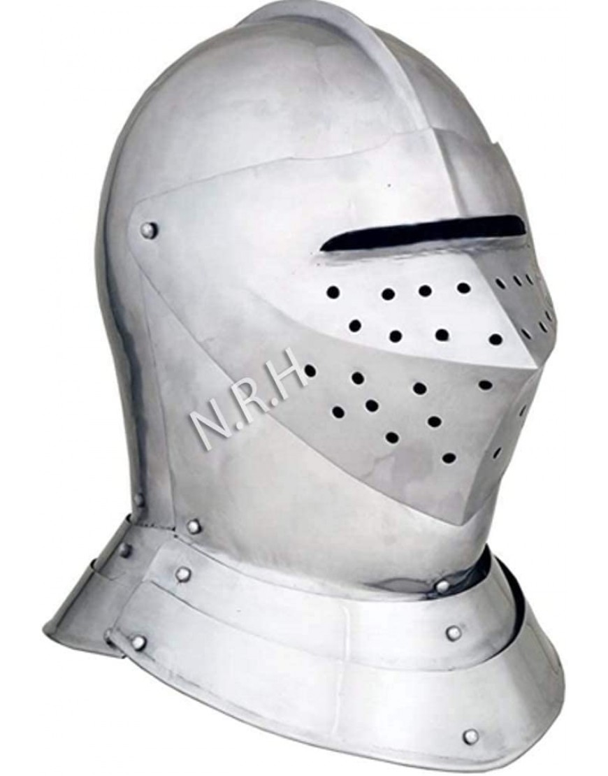 Casque médiéval Armor Tourney Fermé Finition argentée B08RS8SWJV
