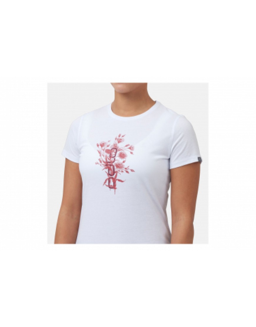 Vêtements Haut Randonnée Running Maillot Manches Courtes Femme Odlo Kumano Logo Print Blanc EY06082