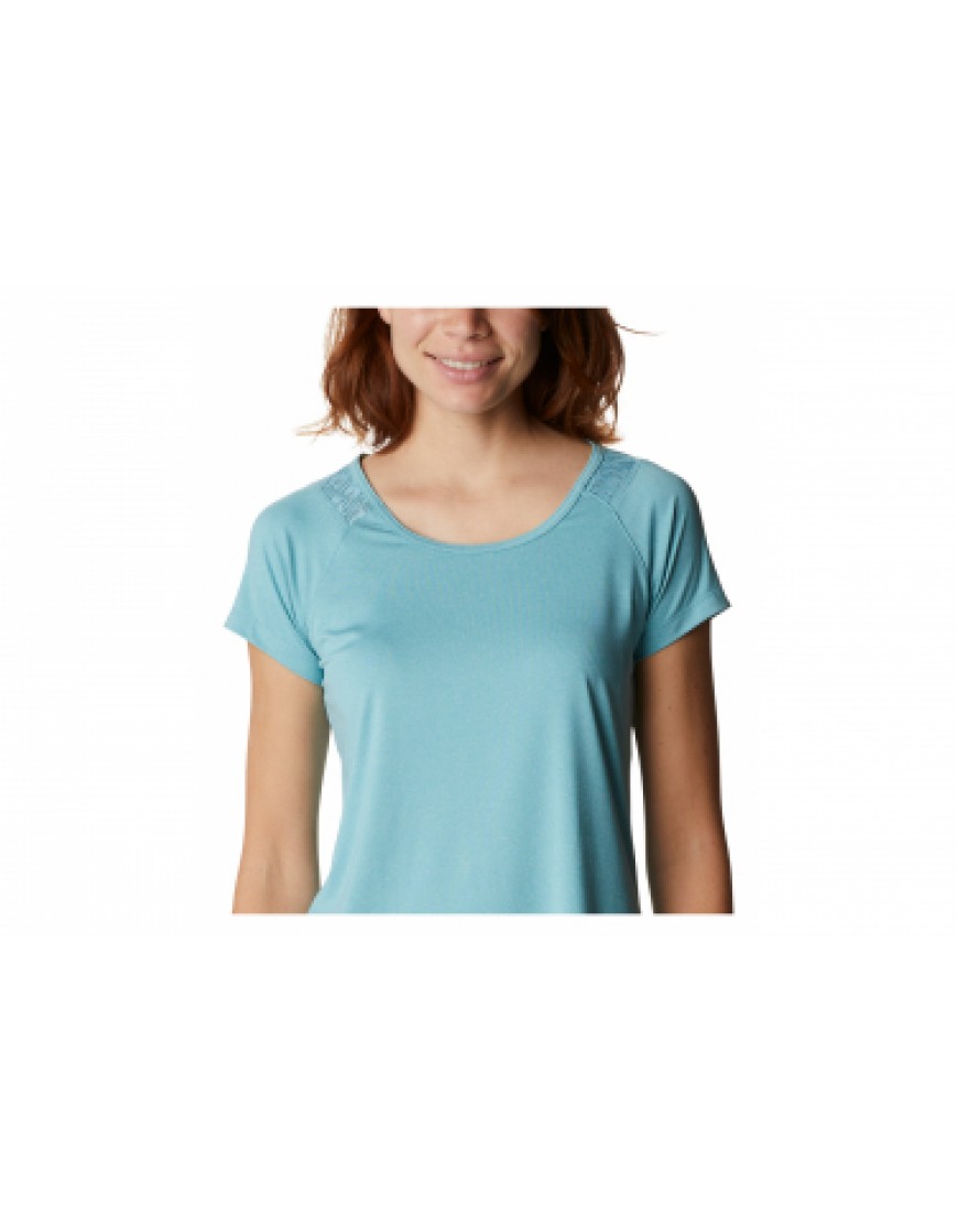 Vêtements Haut Randonnée Running T-Shirt Columbia Peak To Point II Bleu Femme JC82893