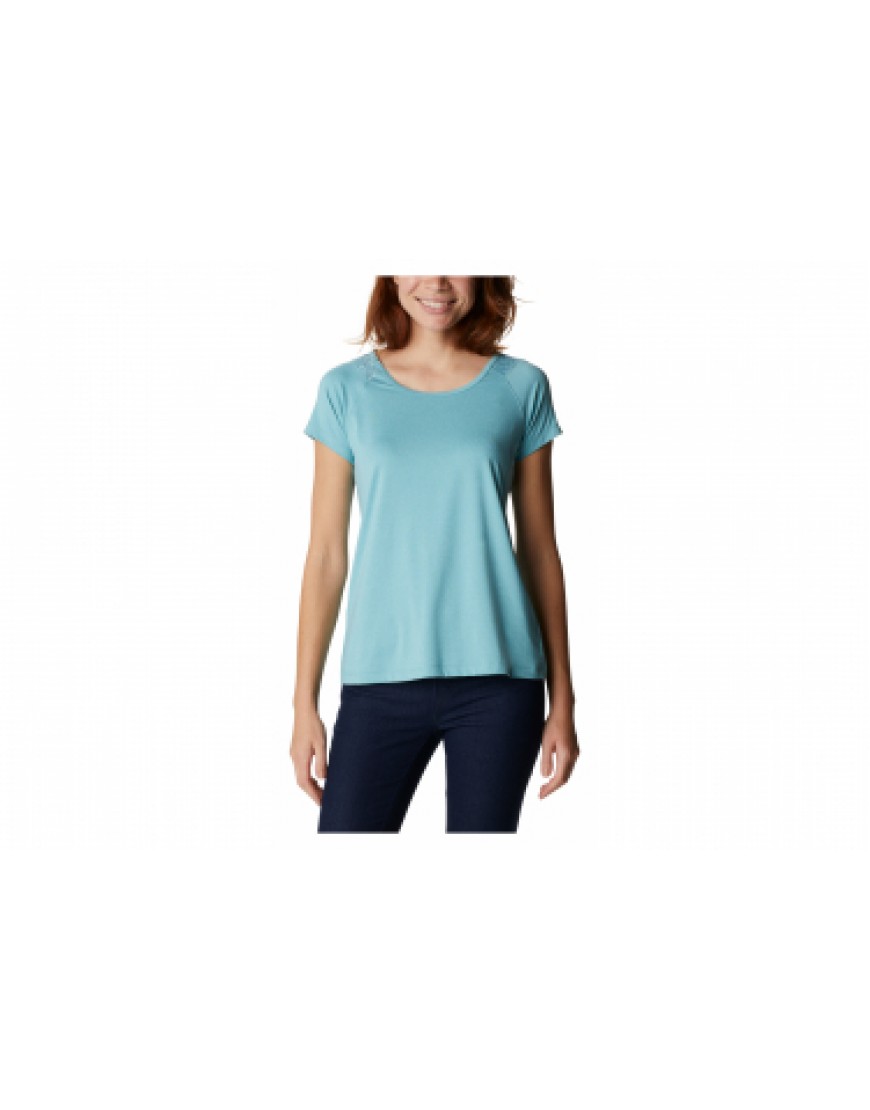 Vêtements Haut Randonnée Running  T-Shirt Columbia Peak To Point II Bleu Femme JC82893