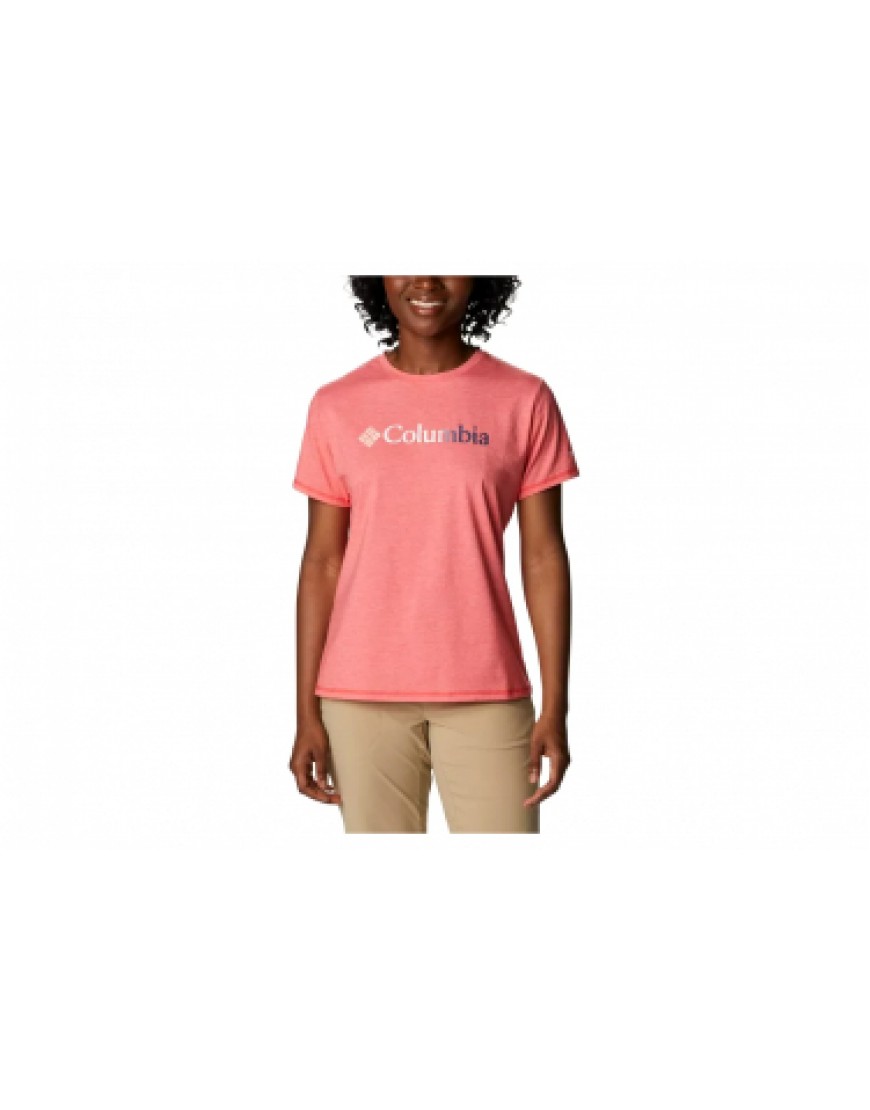 Vêtements Haut Randonnée Running  T-Shirt Columbia Sun Trek Graphic Rose Femme RT32955