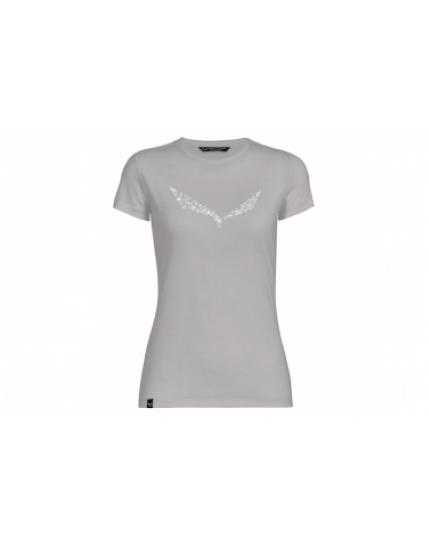 Vêtements Haut Randonnée Running  T-Shirt Manches Courtes Femme Salewa Solidlogo Dry Gris UR15753