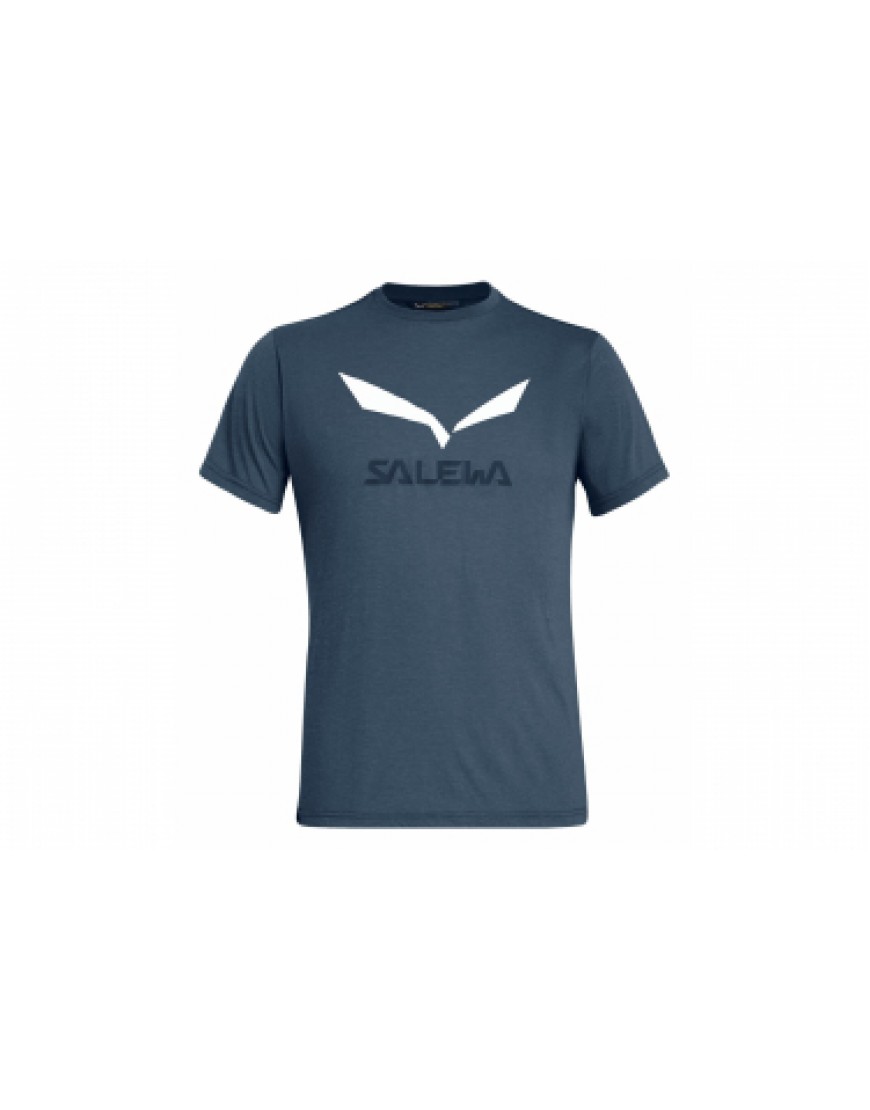 Vêtements Haut Randonnée Running  T-Shirt Manches Courtes Salewa Solidlogo Dry Bleu DK66048
