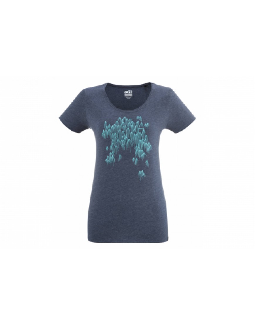 Vêtements Haut Randonnée Running  T-Shirt Millet Moon Hill Bleu Femme SK24508