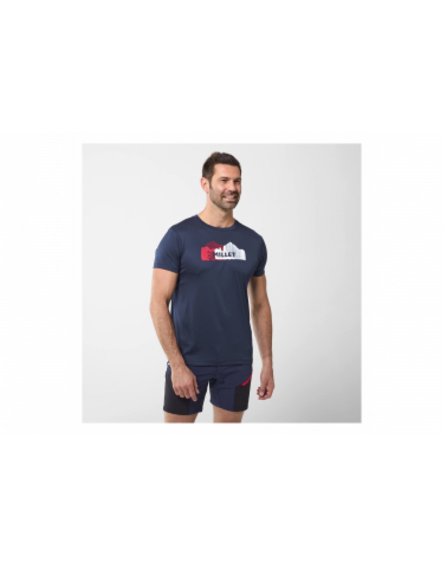 Vêtements Haut Randonnée Running T-Shirt Millet Trekker Bleu Homme KD23907