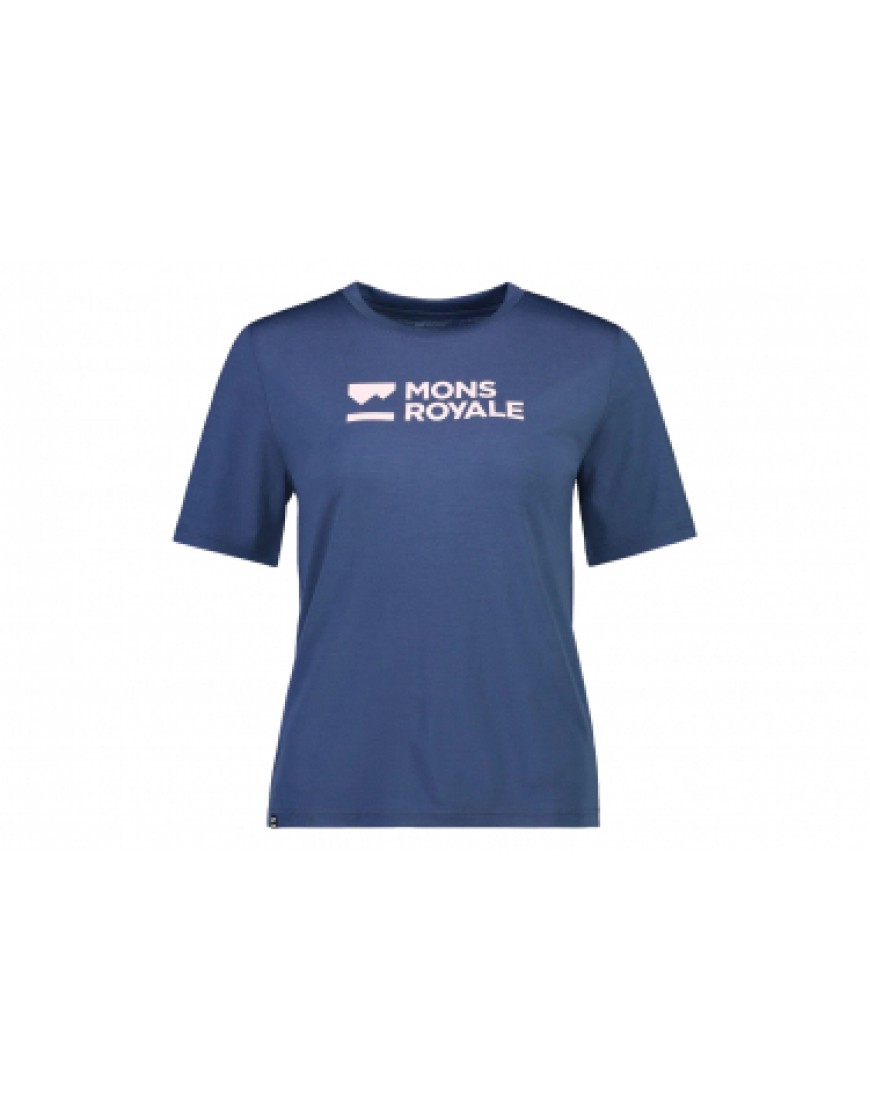 Vêtements Haut Randonnée Running T-Shirt Mons Royale Icon Relaxed Femme Bleu IH37831