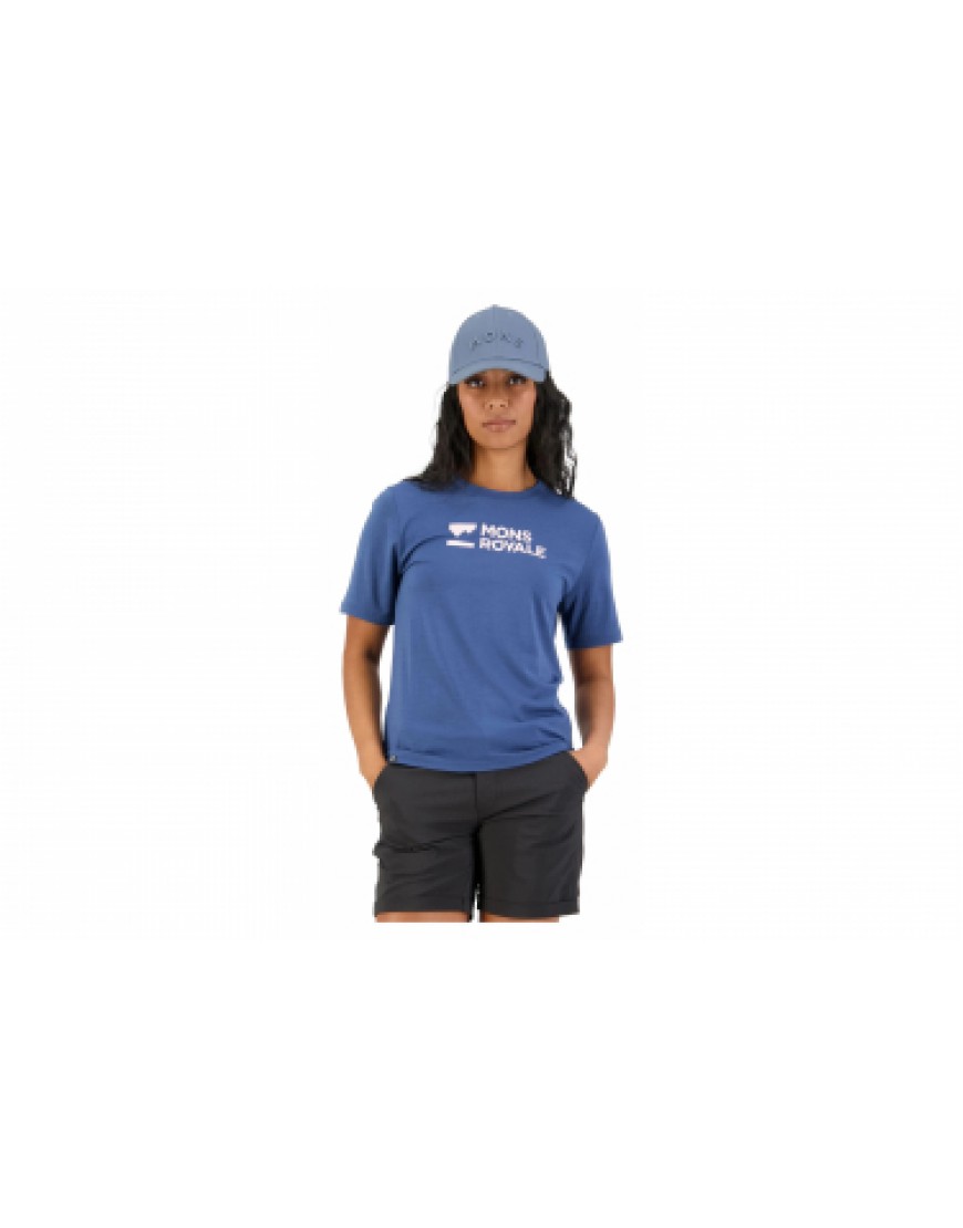 Vêtements Haut Randonnée Running  T-Shirt Mons Royale Icon Relaxed Femme Bleu IH37831