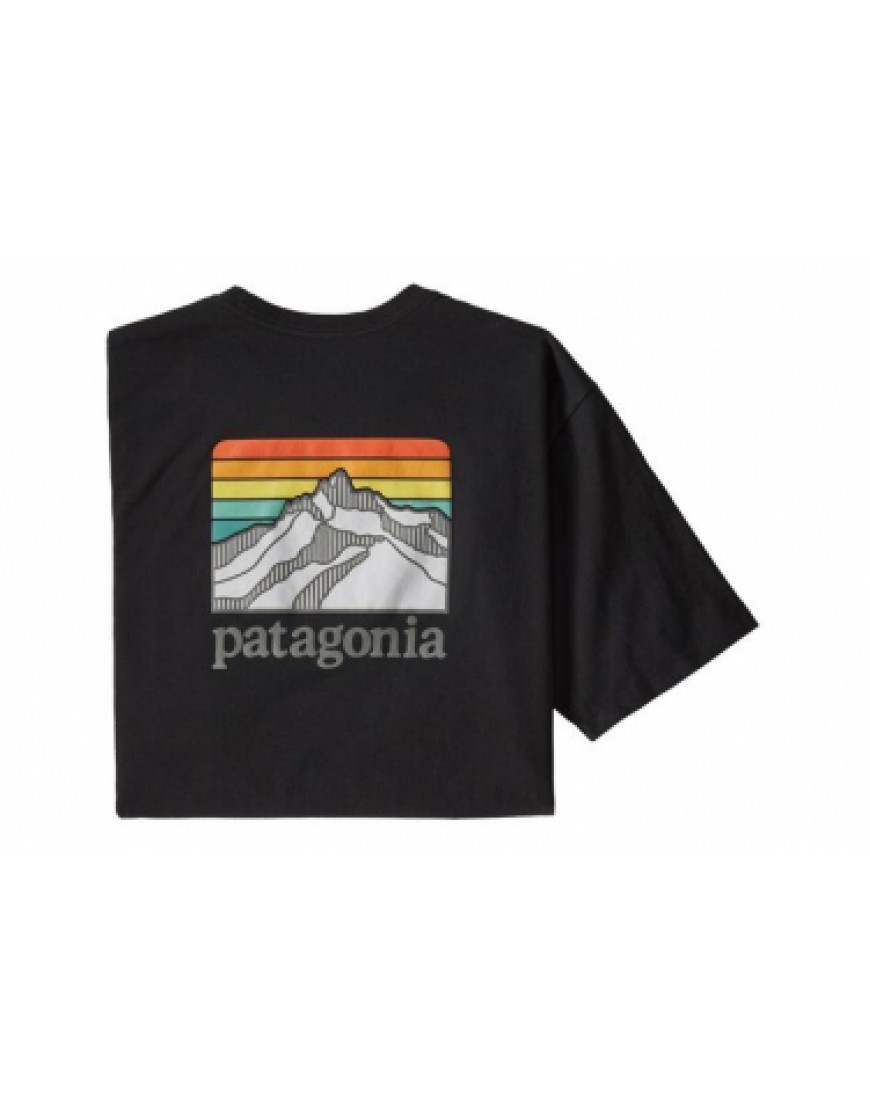 Vêtements Haut Randonnée Running  T-Shirt Patagonia Line Logo Ridge Pocket Responsibili Noir Homme AZ50333