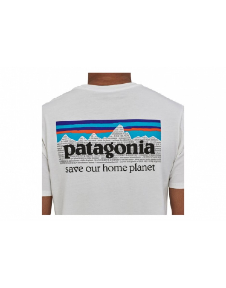 Vêtements Haut Randonnée Running T-Shirt Patagonia P 6 Mission Organic Blanc Homme QH89484
