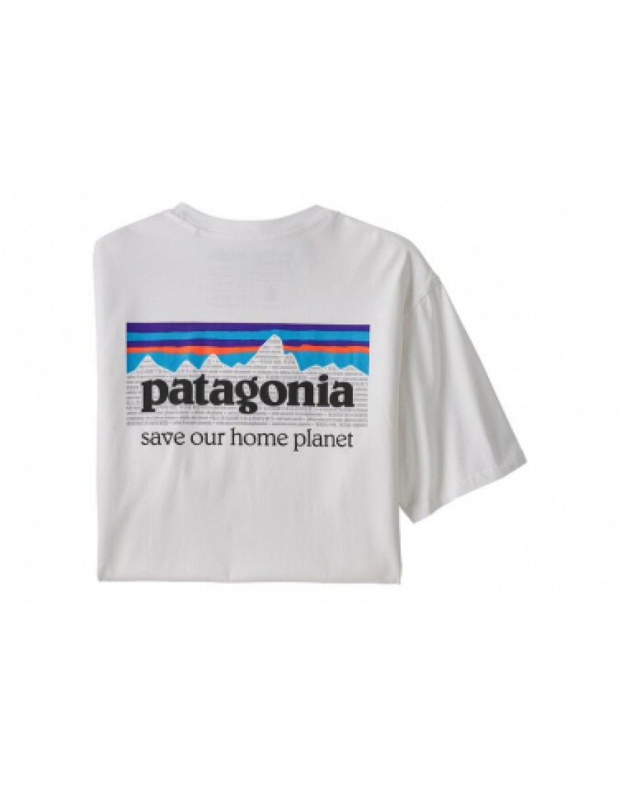 Vêtements Haut Randonnée Running  T-Shirt Patagonia P 6 Mission Organic Blanc Homme QH89484