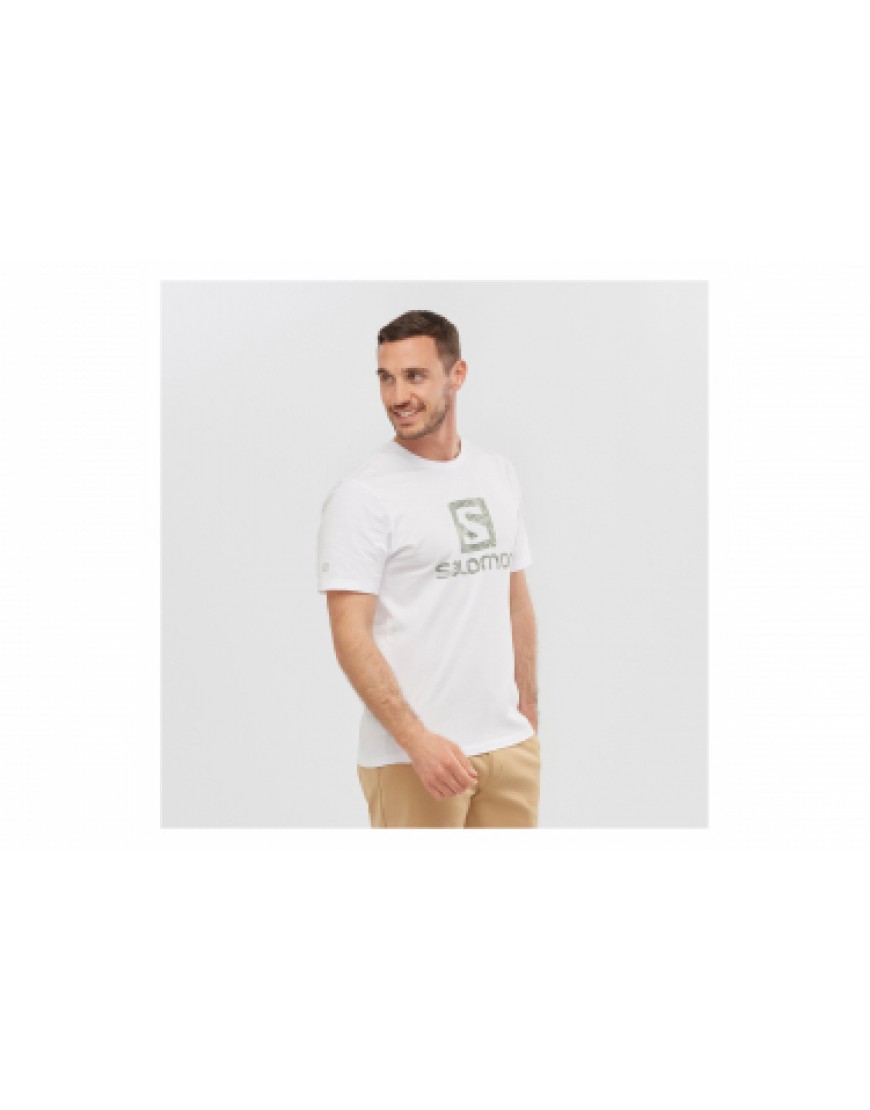 Vêtements Haut Randonnée Running T-shirt Salomon OUTLife Logo Blanc Homme XP47185