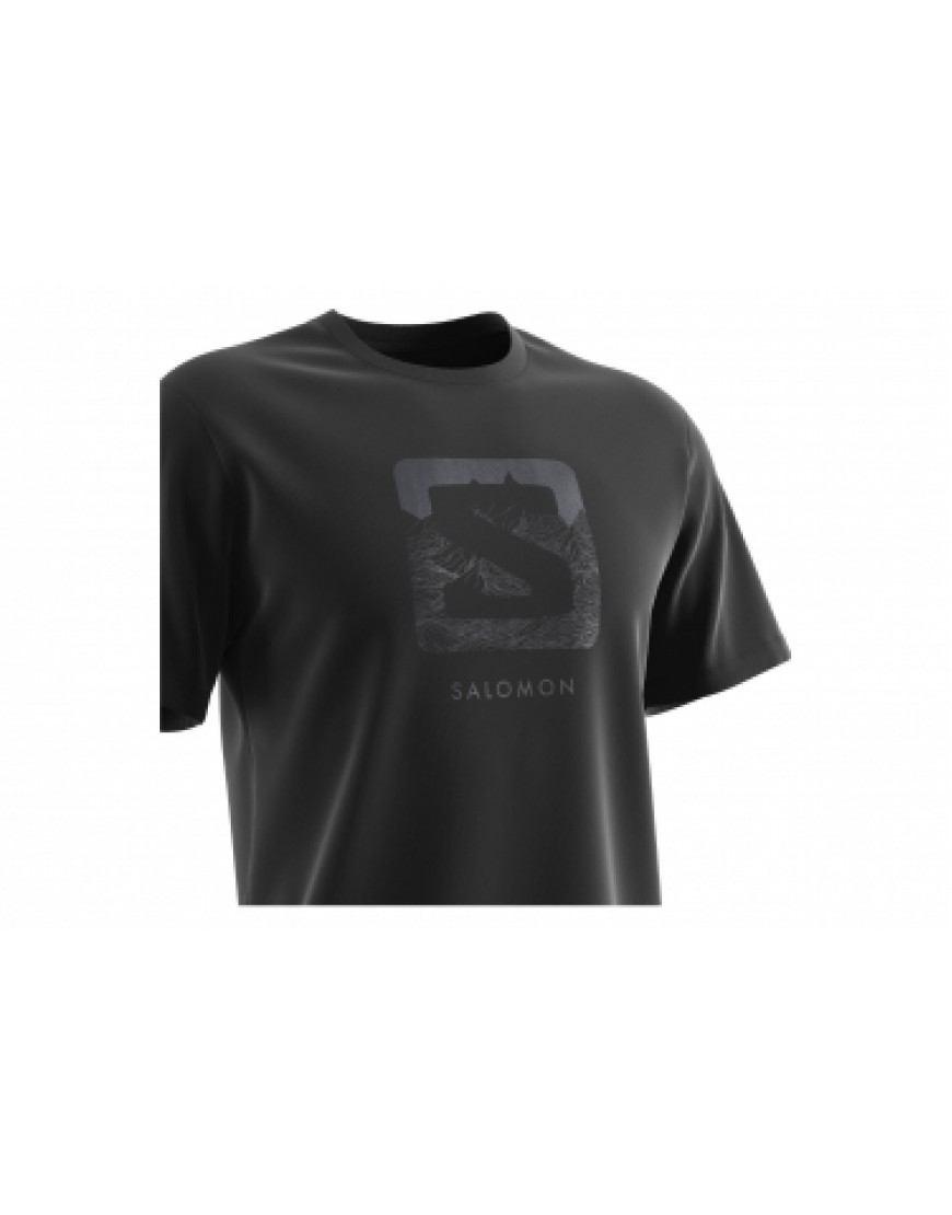 Vêtements Haut Randonnée Running T-shirt Salomon OUTLife Logo Noir Homme JD38086