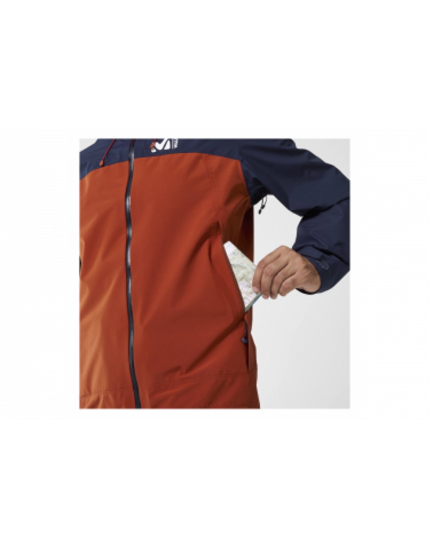 Vêtements Haut Randonnée Running Veste Imperméable Millet Mungo II Gtx Orange Bleu Homme RN87890