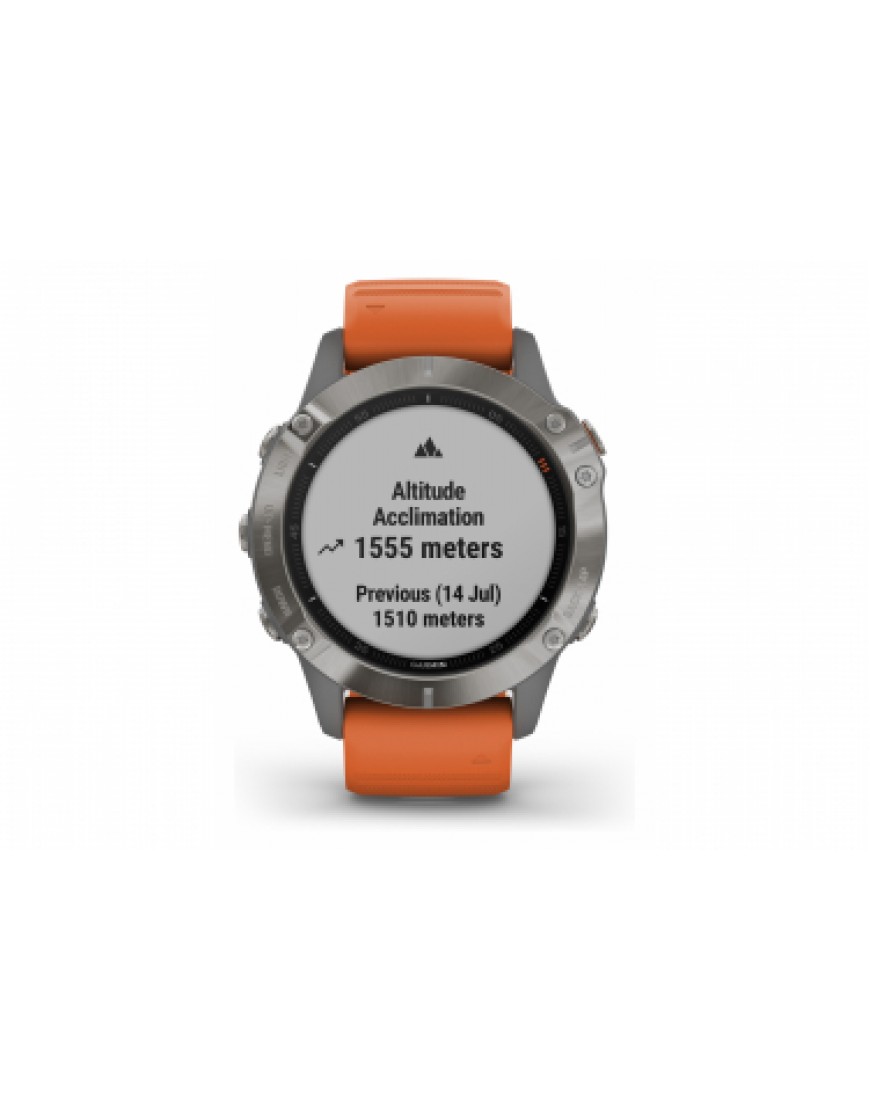 Electronique & Orientation Running Montre GPS Garmin fenix 6 Sapphire Titane avec Bracelet Orange VI72372