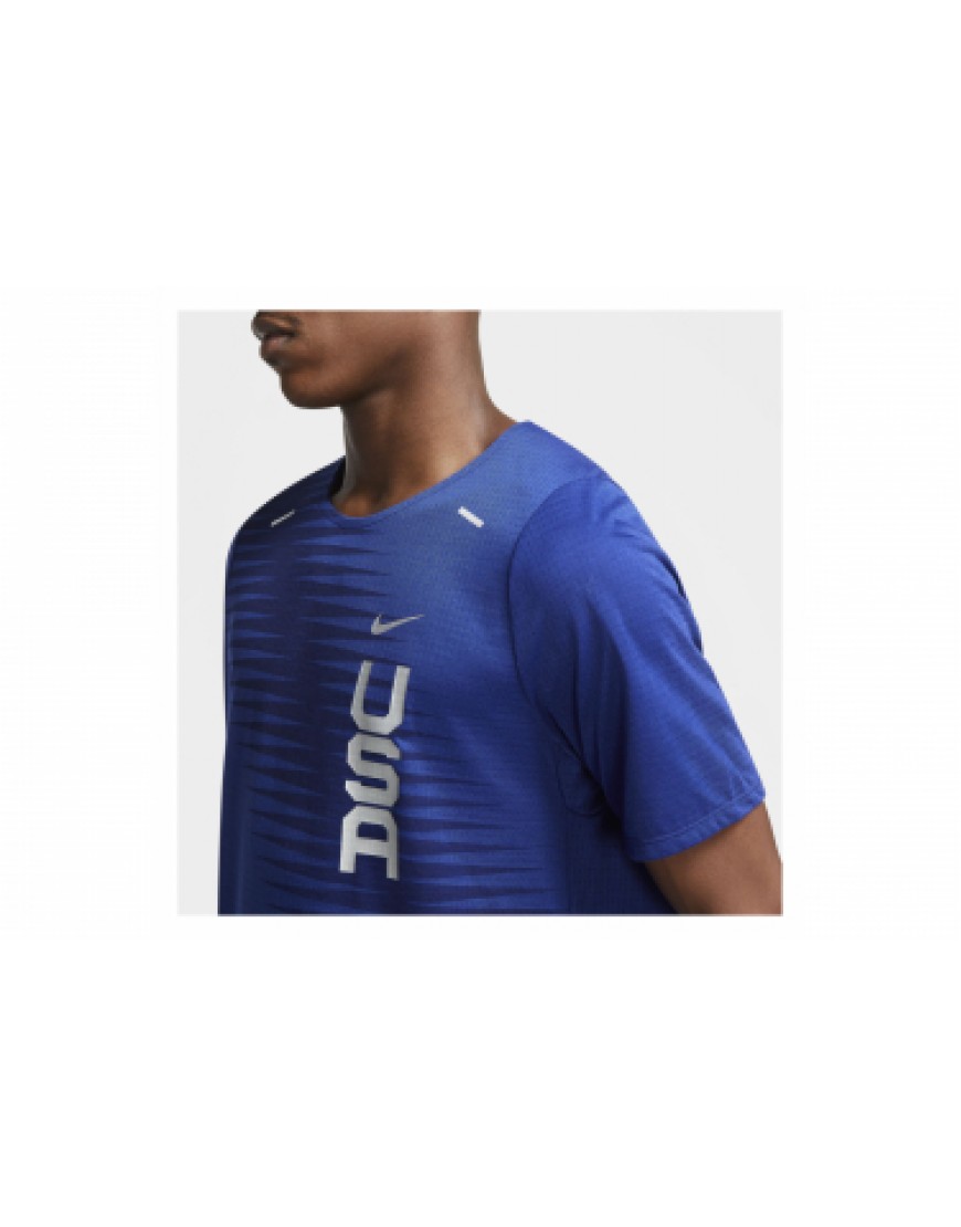 Vêtements Hauts Running Running Maillot Manches Courtes Nike Dri-FIT Rise 365 Team USA Bleu RB60098