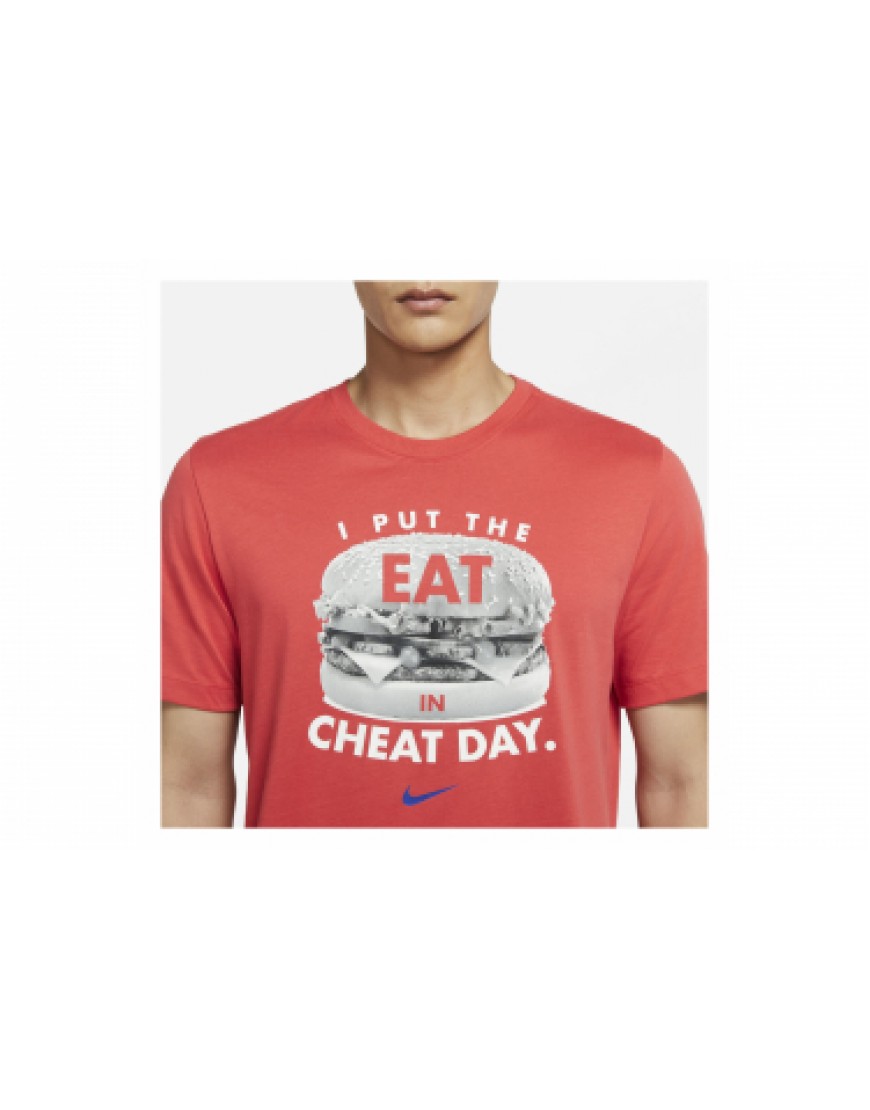 Vêtements Hauts Running Running T-Shirt Manches Courtes Nike Dri-Fit Humor Rouge GE57384