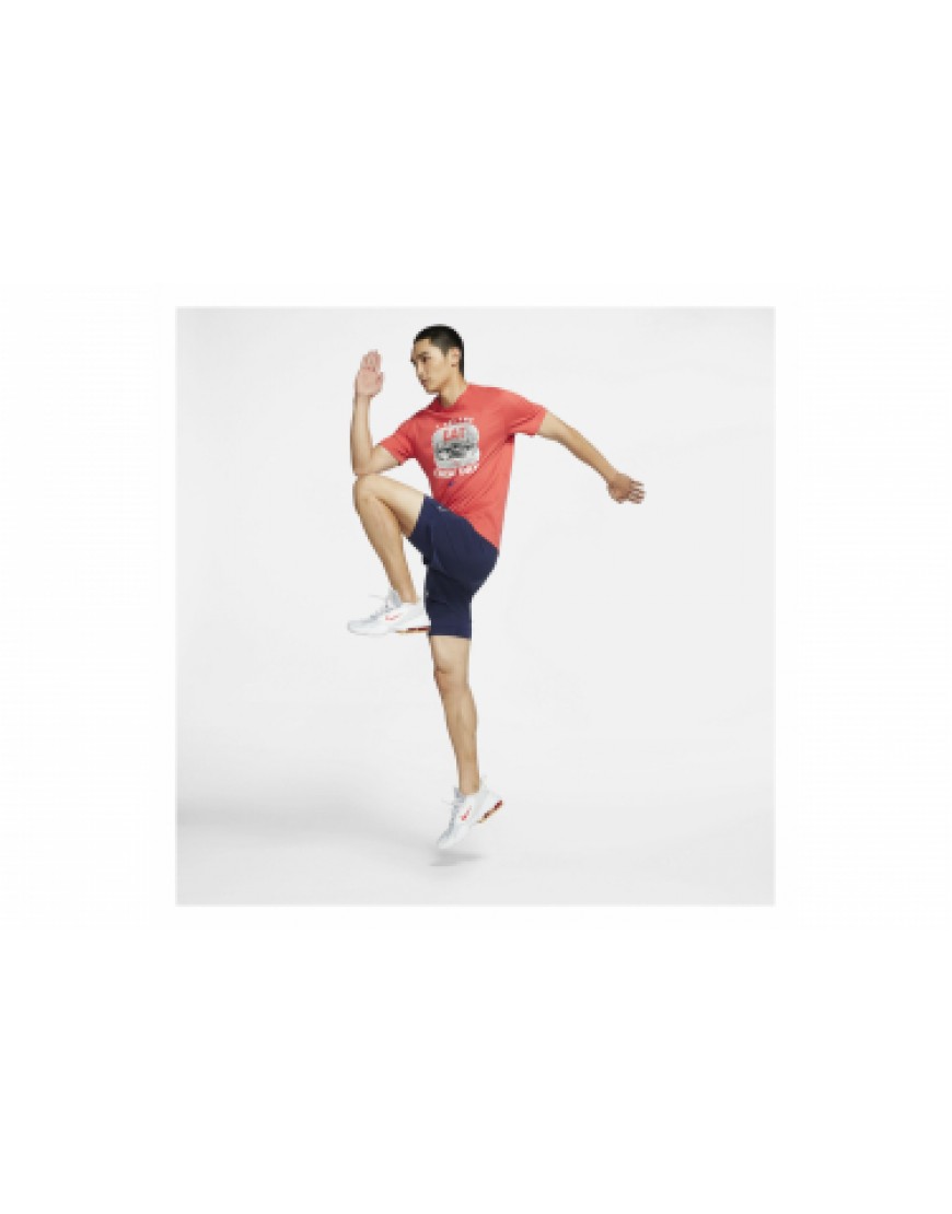 Vêtements Hauts Running Running T-Shirt Manches Courtes Nike Dri-Fit Humor Rouge GE57384