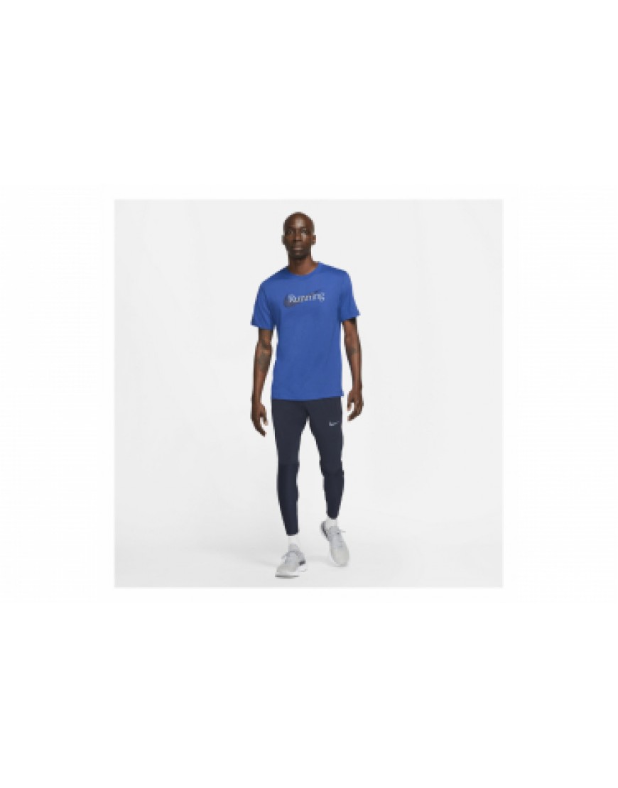 Vêtements Hauts Running Running T-Shirt manches courtes Nike Dri-Fit Running Bleu UO14605