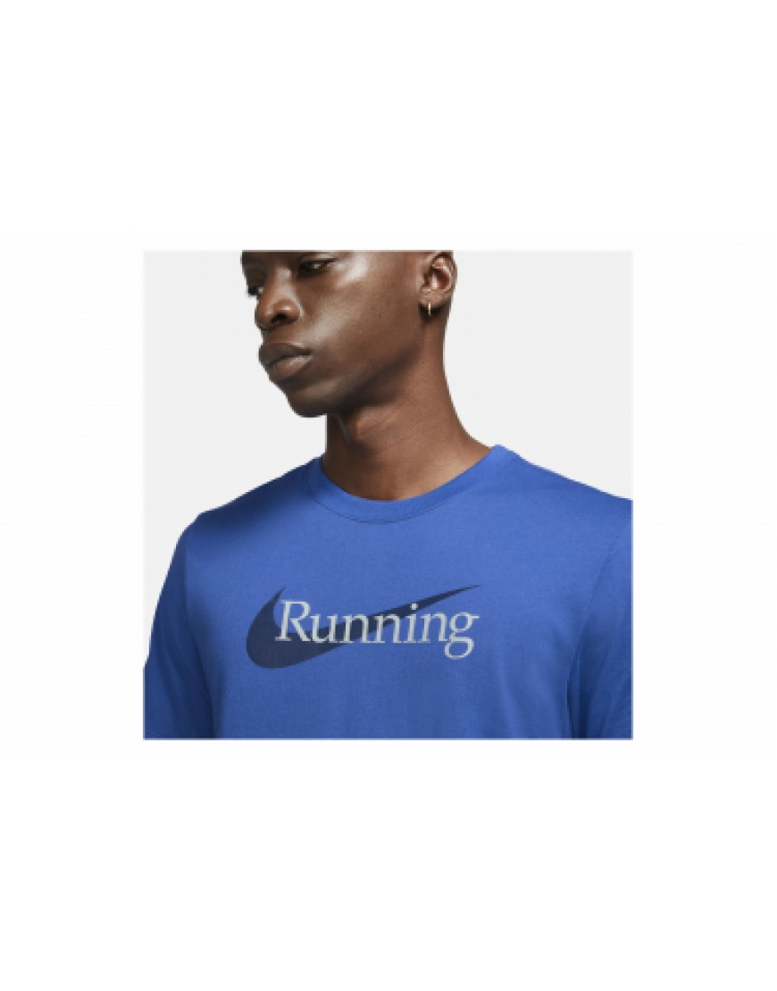 Vêtements Hauts Running Running T-Shirt manches courtes Nike Dri-Fit Running Bleu UO14605
