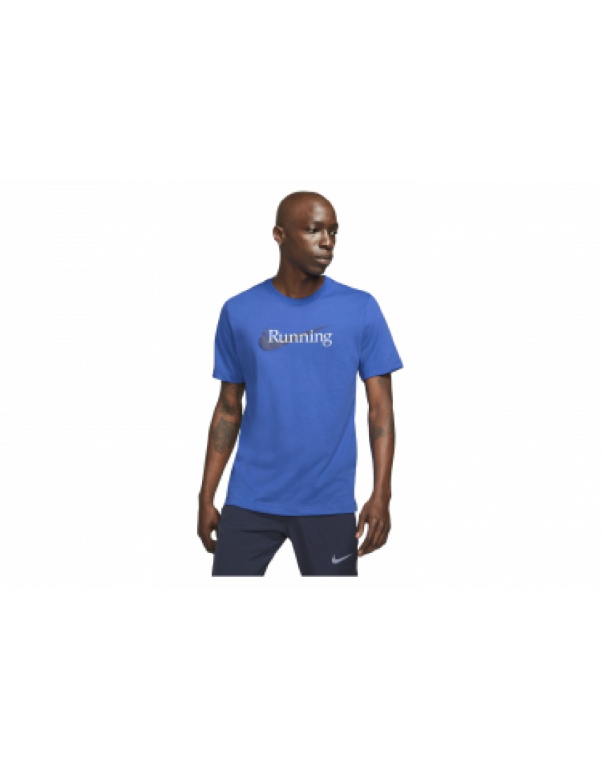 Vêtements Hauts Running Running  T-Shirt manches courtes Nike Dri-Fit Running Bleu UO14605