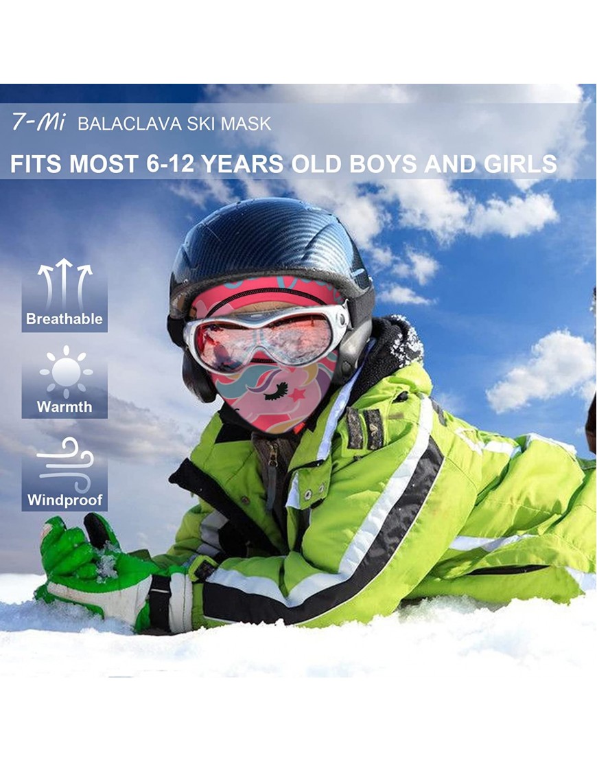7-Mi Masque de Ski Cagoule pour Enfants Balaclava Coupe Vent Hiver Cou Chaleur Chapeau Ski Moto Cyclisme B09FLMZ4PP