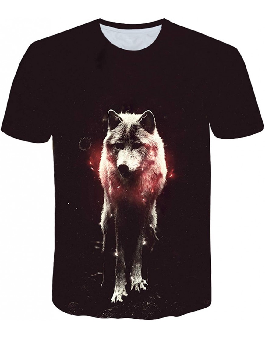 Mode Garçon Tops Loup Impression 3D T-Shirt Cool Drôle T-Shirt À Manches Courtes Tops Fille Animal Impression T-Shirt Enfants B0969NHF87