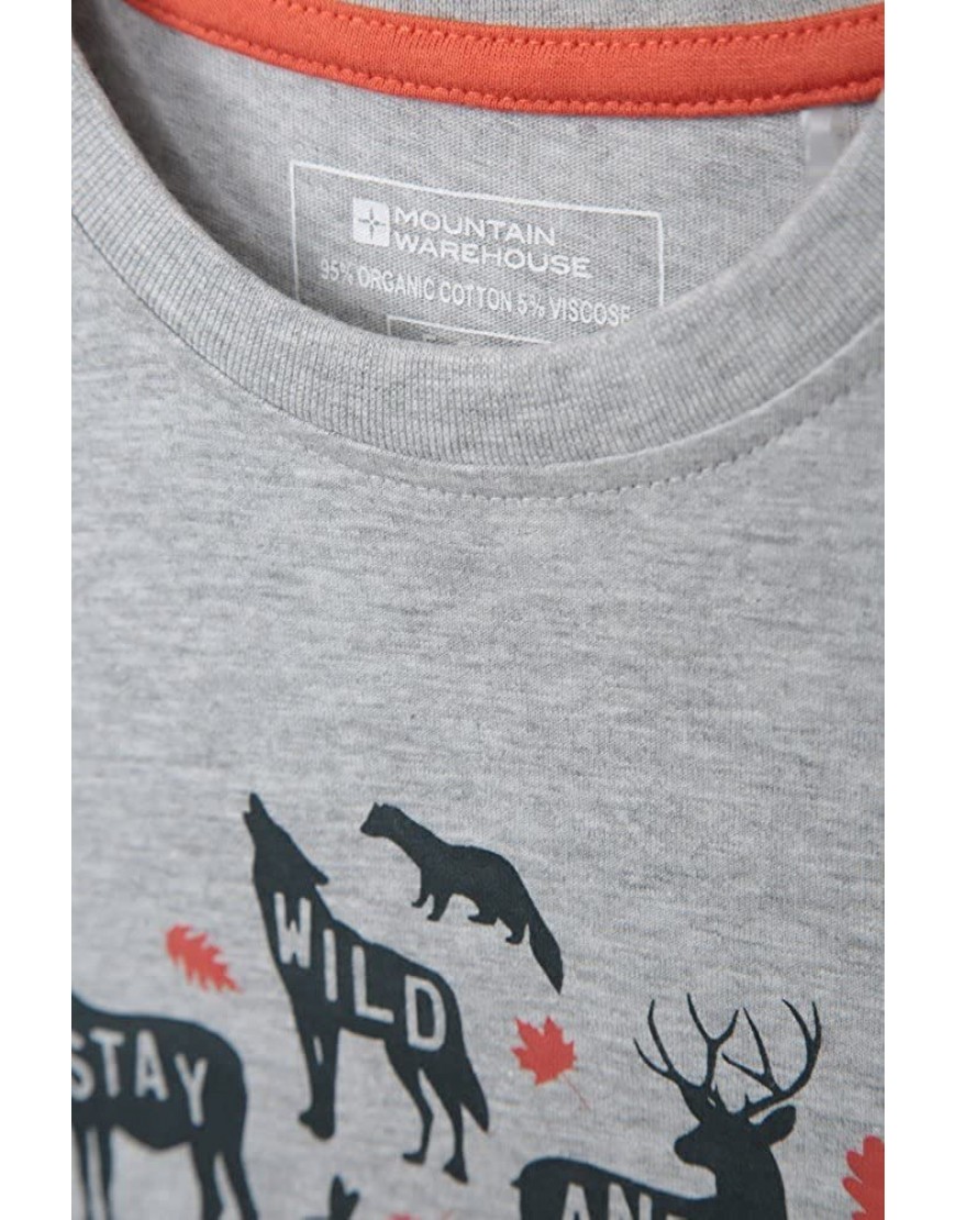 Mountain Warehouse Stay Wild LS Kids Printed Tee Gris 11-12 Ans B09WY8PD59
