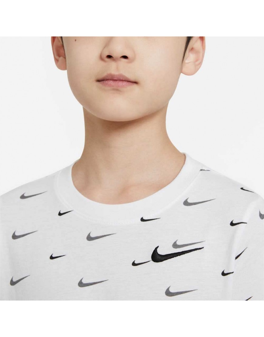 Nike Swoosh All Over Print T-Shirt White Black XL Mixte Enfant B08SCM18GB